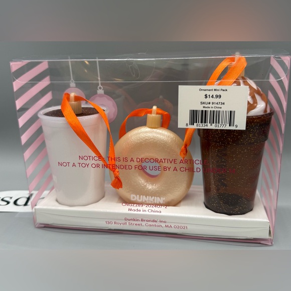 NEW Dunkin'  Holiday Ornament 3 Pack - Limited Edition 2024 Christmas - NWT - Picture 2 of 2